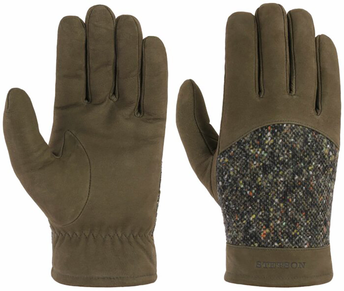 Stetson Leder-Handschuhe mit Futter - Goat Nubuk / Virgin Wool - Grün