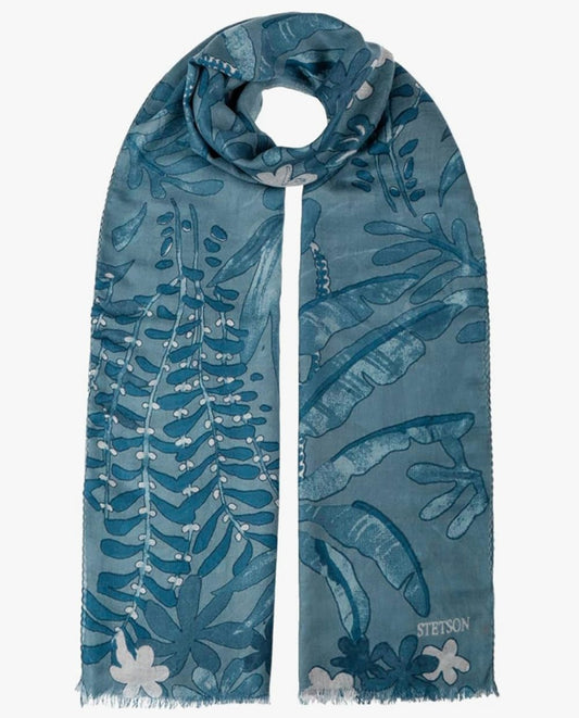 Stetson Summer Botanicals Schal aus Wolle - Blau