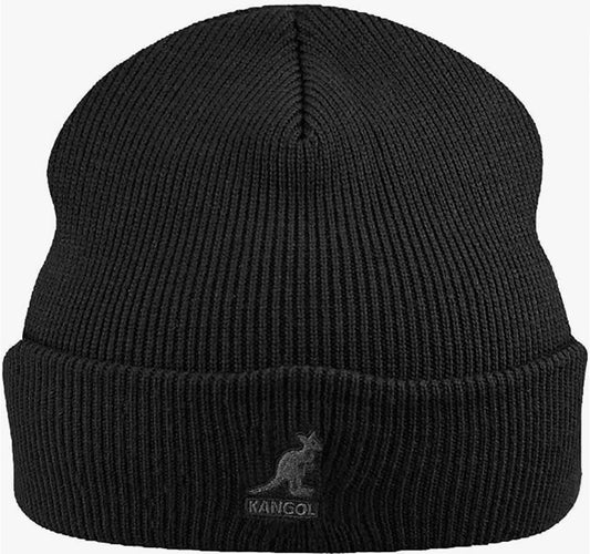 Kangol Acrylic Pull-On Beanie mit Umschlag - Black/Black - Schwarz/Schwarz