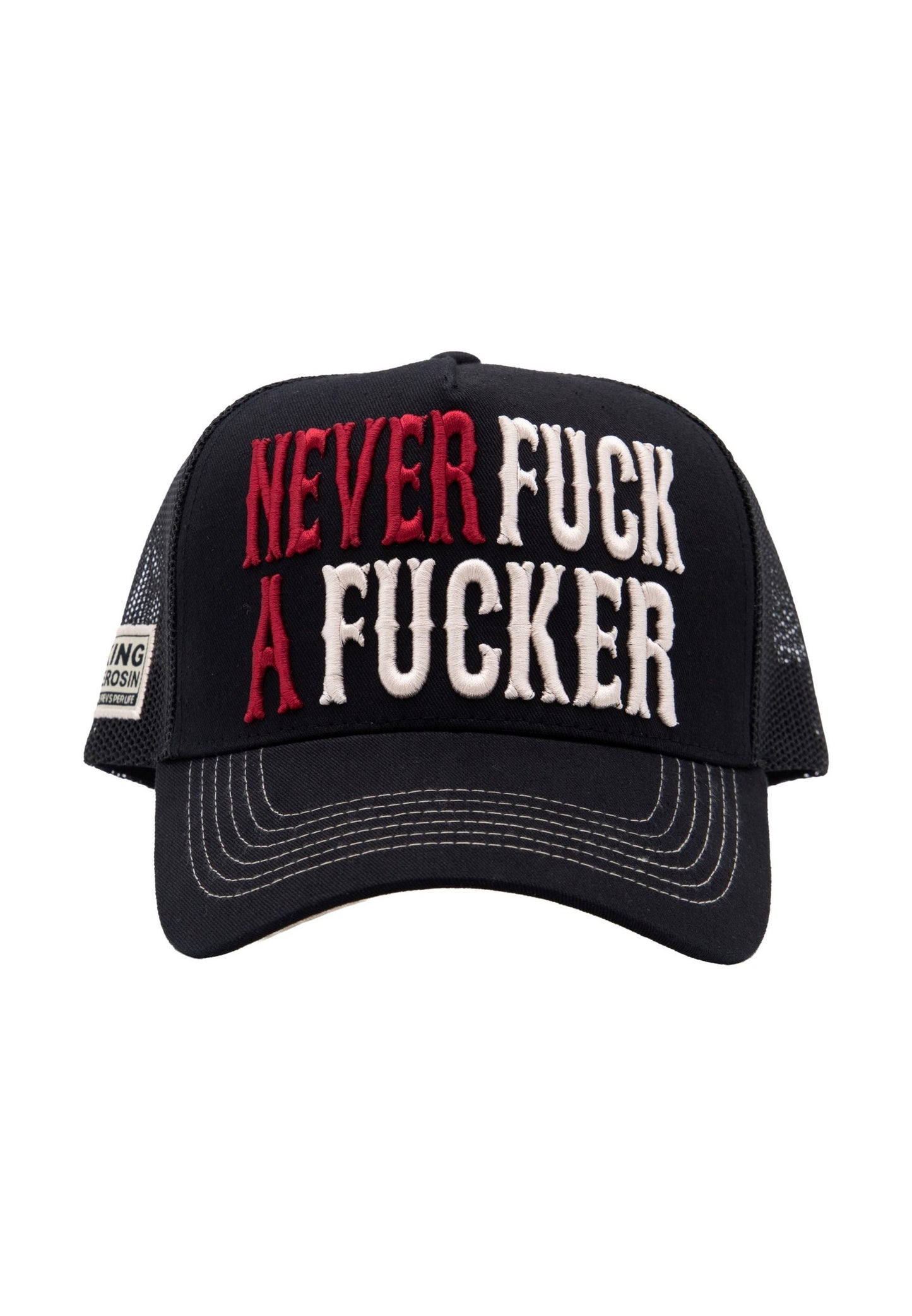 King Kerosin Trucker Cap "Never fuck a Fucker" - Schwarz