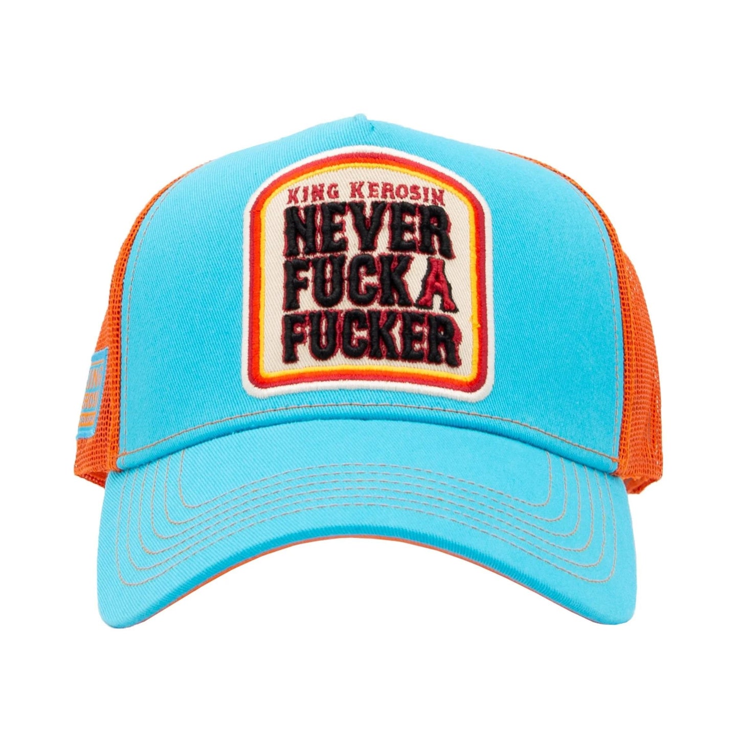King Kerosin Trucker Cap "Never fuck a Fucker" - Himmelblau