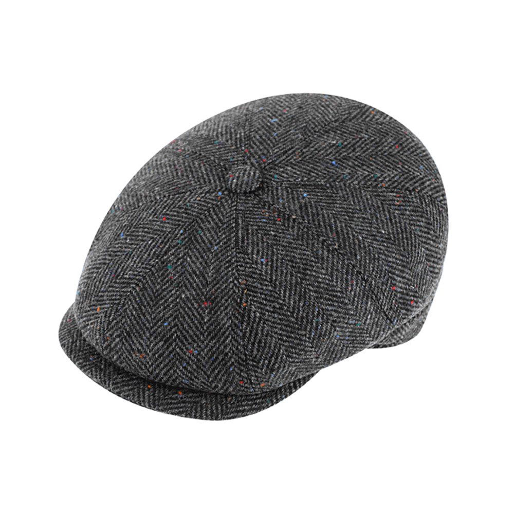 Fiebig 8-Panel Wool Herringbone Ballonmütze - Fischgrat-Muster - Anthrazit