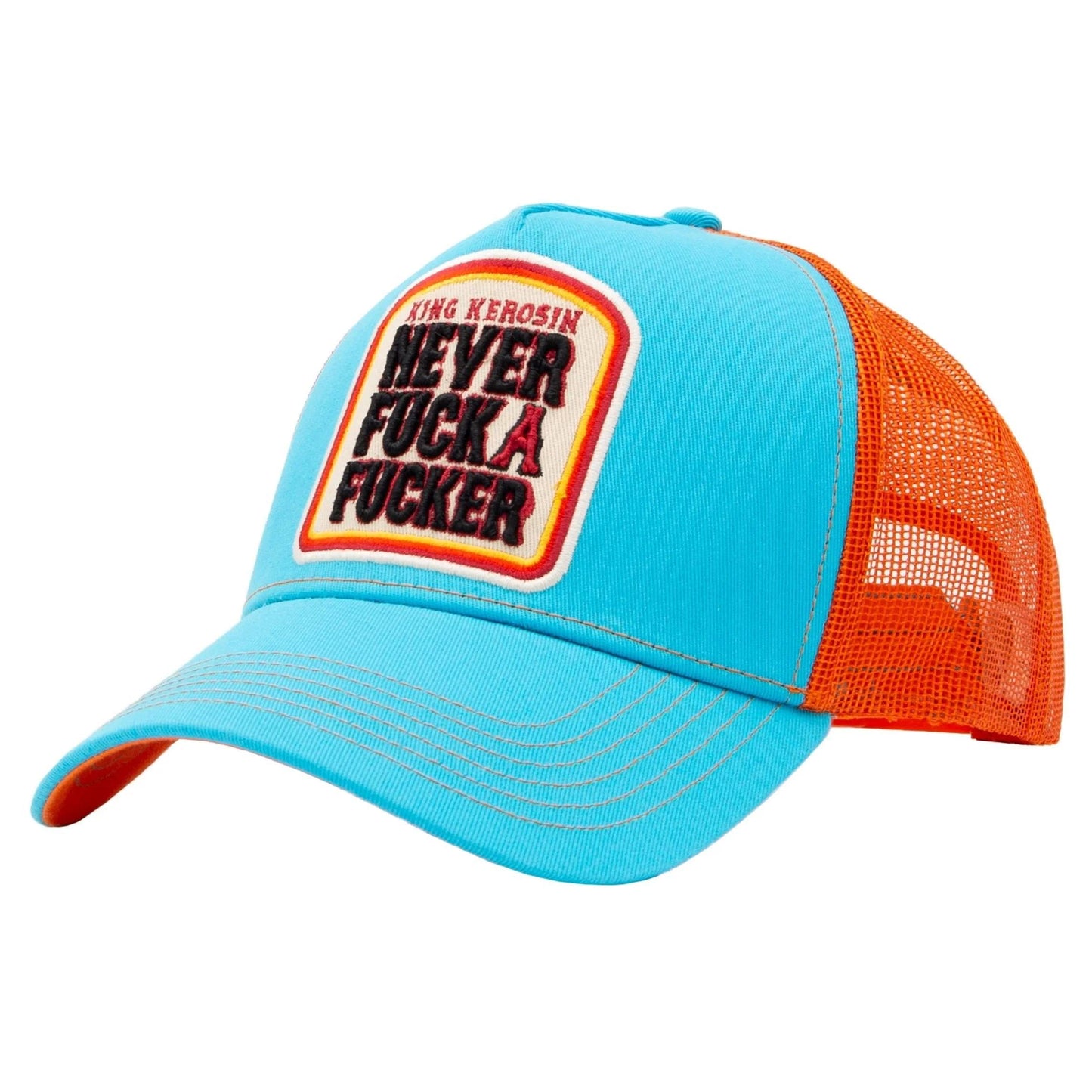 King Kerosin Trucker Cap "Never fuck a Fucker" - Himmelblau