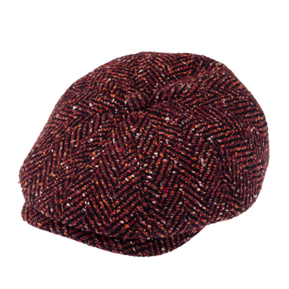 Fiebig 8-Panel Wool Herringbone Ballonmütze - Fischgrat-Muster - Bordeaux