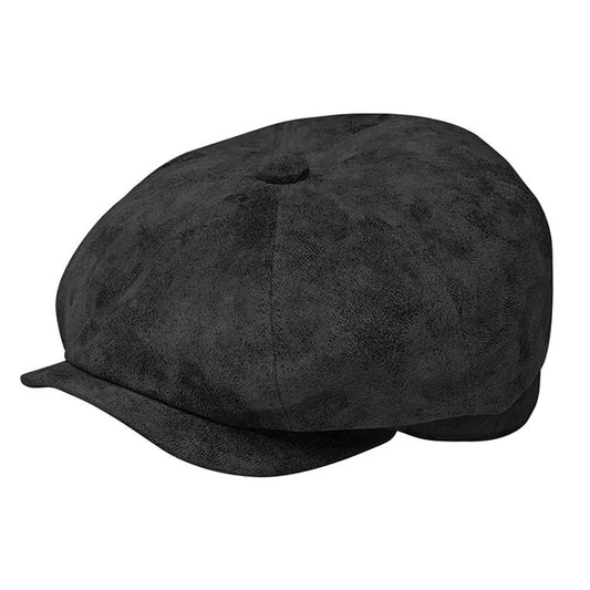 Fiebig 8-Panel Leder Ballonmütze - Pigskin - Schwarz