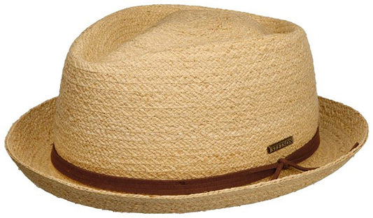 Stetson Diamond Raffia Player / Trilby - Strohut - Naturfarben - mit Garniturband - UV-Schutz 40