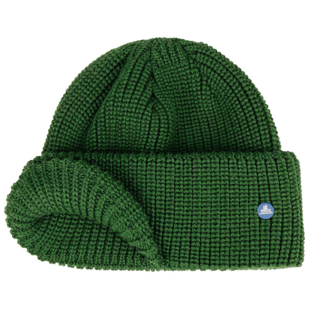 Hammaburg Strick-Beanie mit Umschlag - Grün