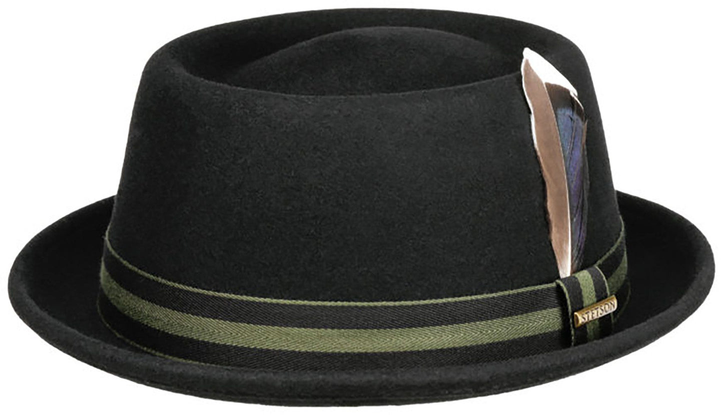 Stetson Tenverson Woolfelt Pork Pie - Wollfilzhut - Knautschbar / Wasserfest - Schwarz