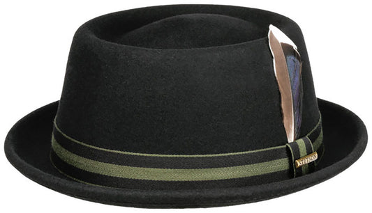 Stetson Tenverson Woolfelt Pork Pie - Wollfilzhut - Knautschbar / Wasserfest - Schwarz