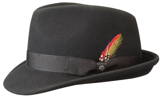 Stetson Elkader Woolfelt Trilby -  Knautschbar - Wasserabweisend - Futter aus Baumwolle - Schwarz