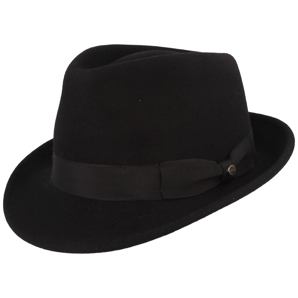 Stetson Elkader Woolfelt Trilby -  Knautschbar - Wasserabweisend - Futter aus Baumwolle - Schwarz