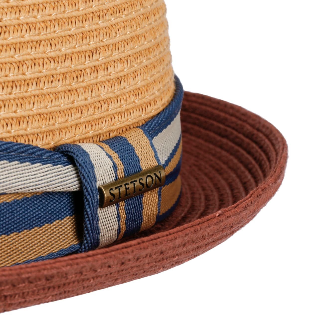 Stetson Licano Pork Pie - Toyo Strohut - Aus 100% Viskose- Mit UV-Schutz 40 - Rot