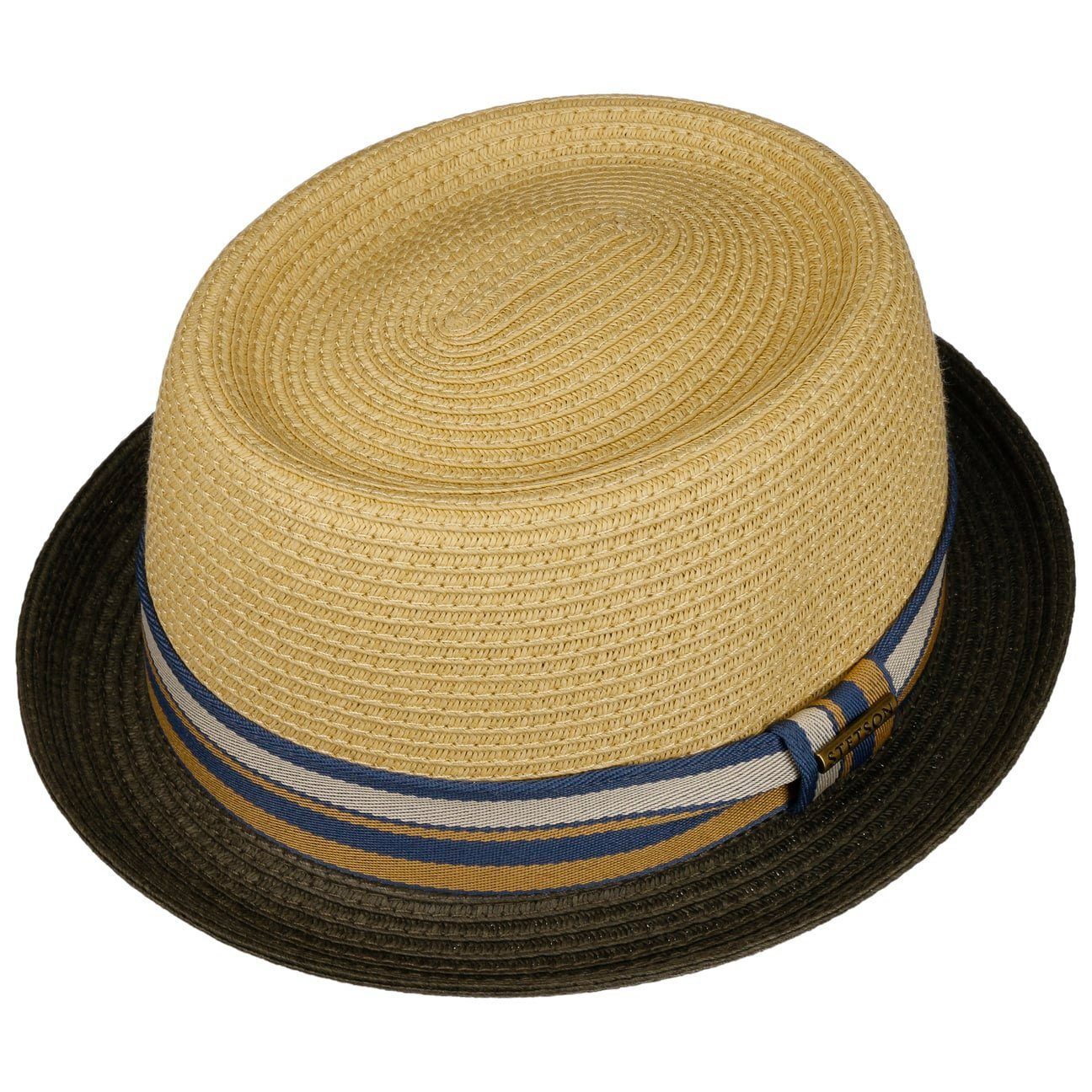Stetson Licano Pork Pie - Toyo Strohut - Aus 100% Viskose - Mit UV-Schutz 40 - Natur/Grün