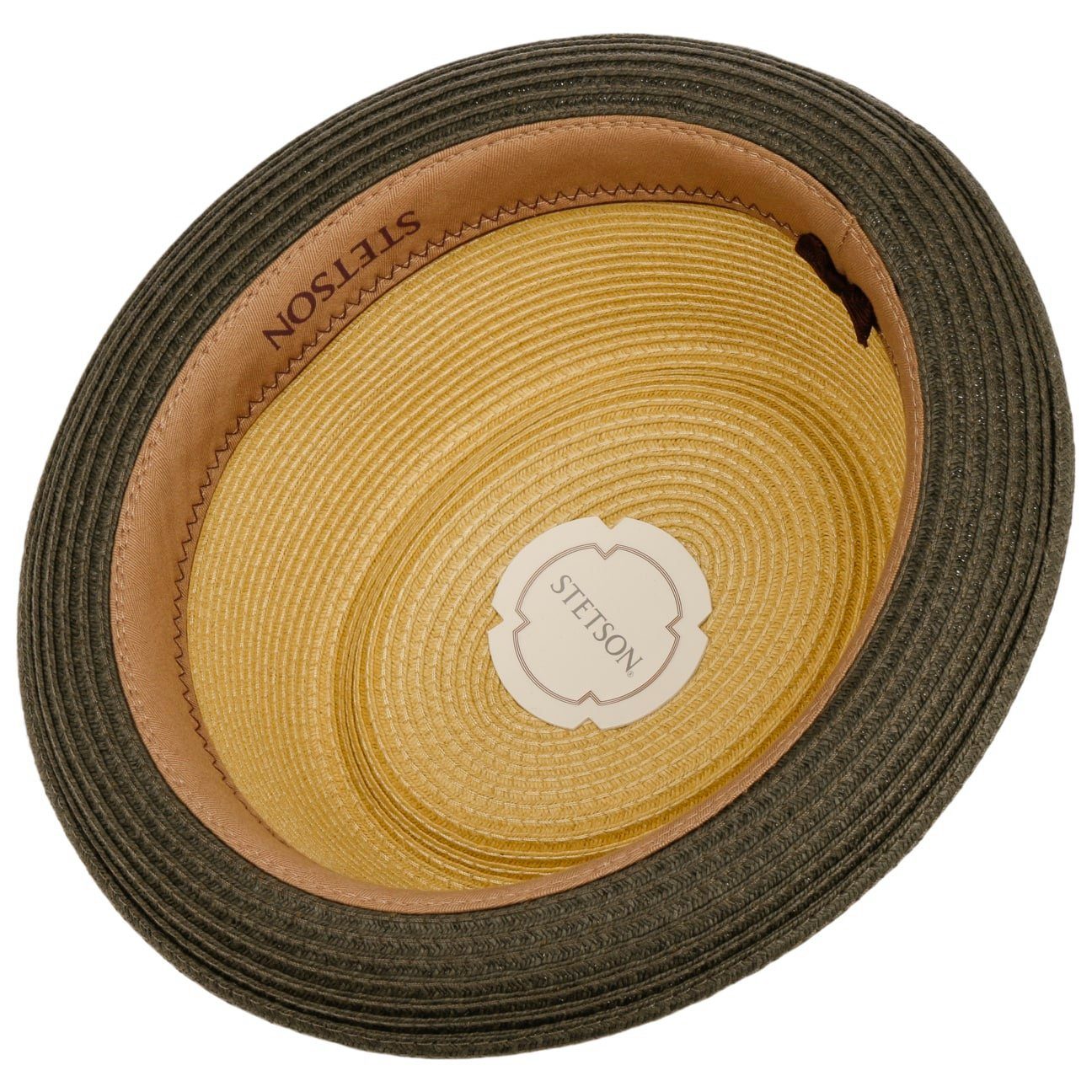 Stetson Licano Pork Pie - Toyo Strohut - Aus 100% Viskose - Mit UV-Schutz 40 - Natur/Grün