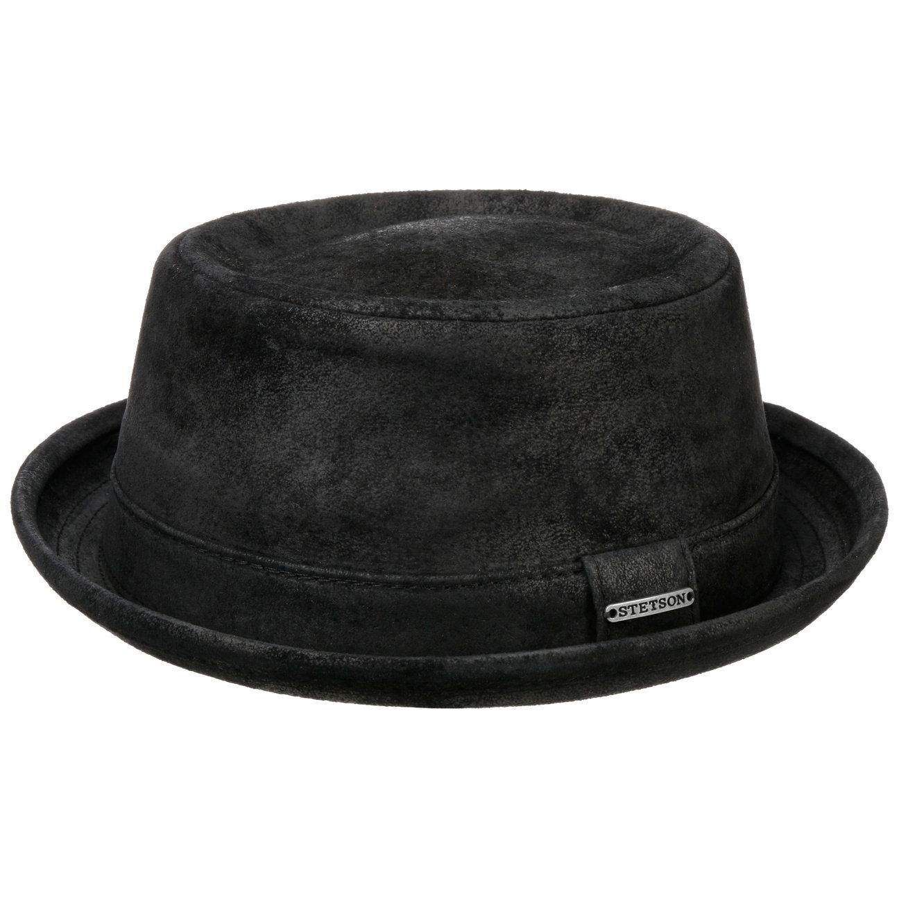Stetson Pennsylvania Leder Pork Pie -  Aus 100% Leder - Futter aus Baumwolle - Schwarz