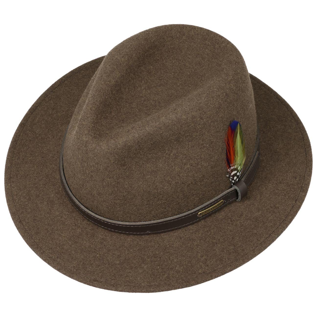 Stetson Powell Woolfelt Traveller - Wollfilzhut - Knautschbar / Wasserfest - Braun meliert