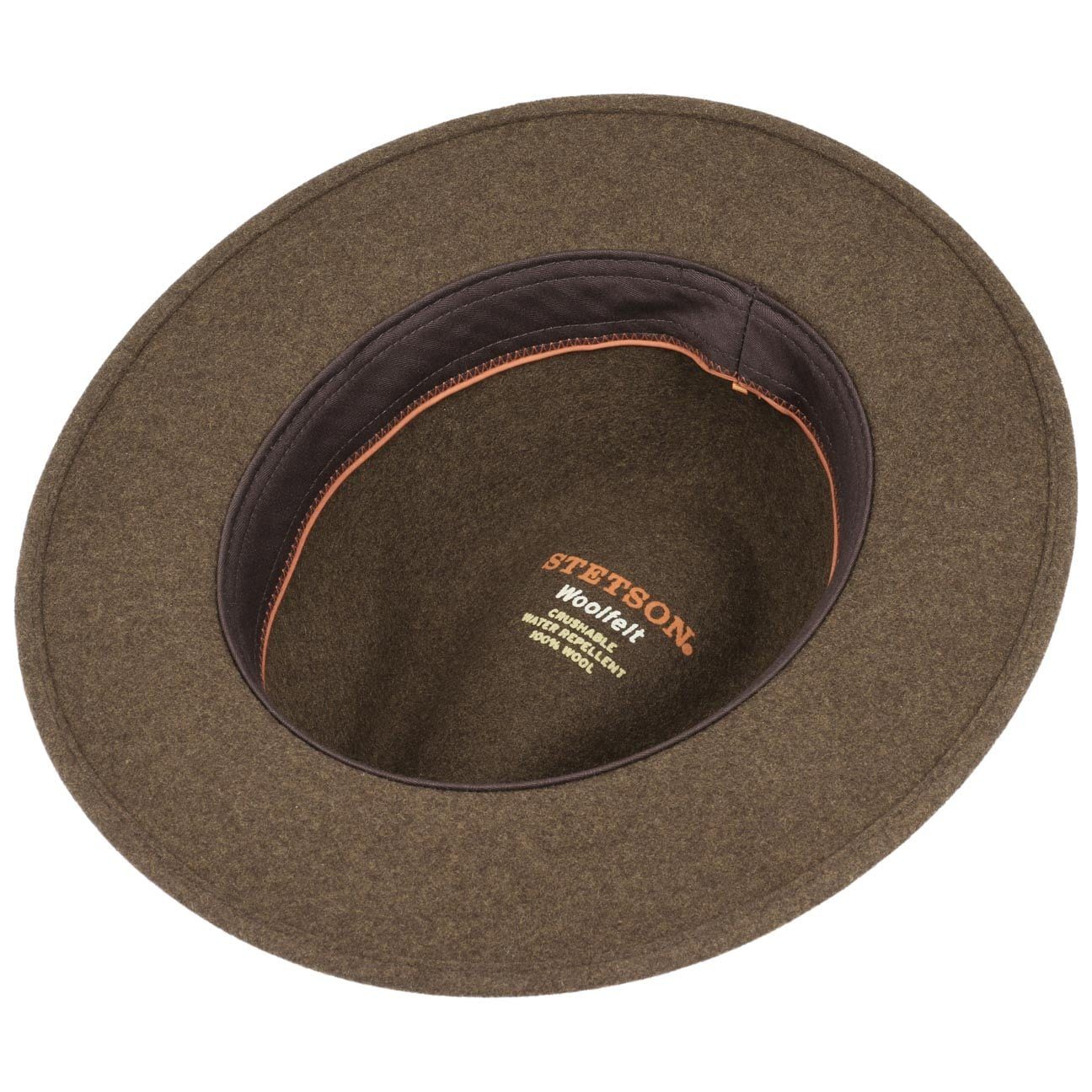 Stetson Powell Woolfelt Traveller - Wollfilzhut - Knautschbar / Wasserfest - Braun meliert