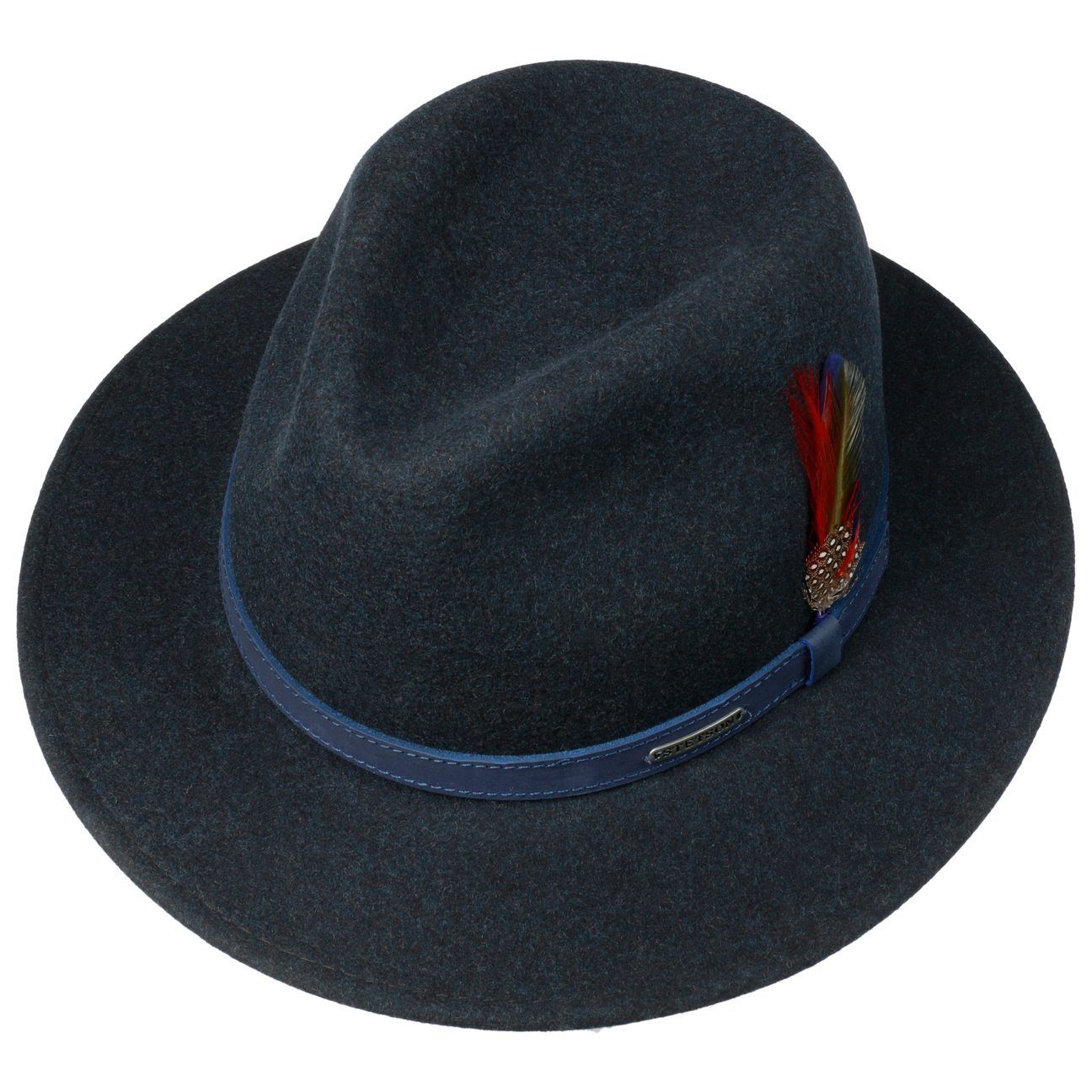 Stetson Powell Woolfelt Traveller - Wollfilzhut - Knautschbar / Wasserfest - Blau meliert