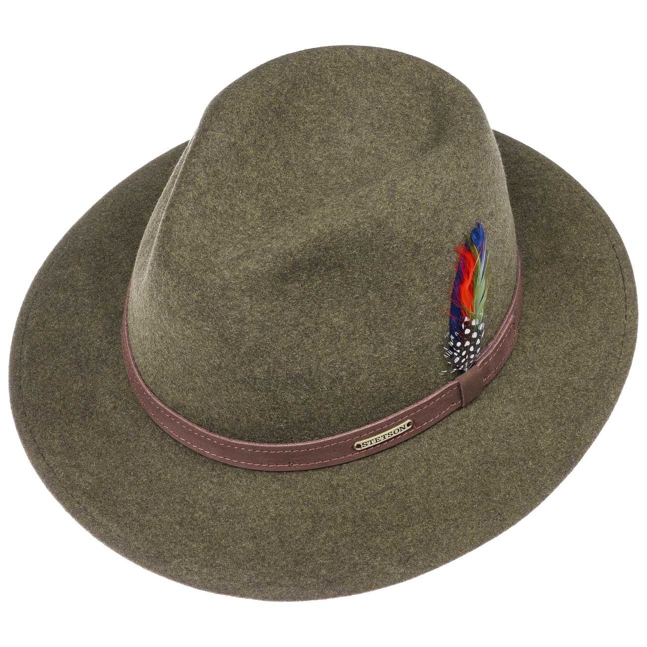 Stetson Powell Woolfelt Traveller - Wollfilzhut - Knautschbar / Wasserfest - Grün meliert