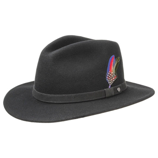 Stetson Yutan Woolfelt Traveller - Wollfilzhut - Knautschbar / Wasserfest - Schwarz